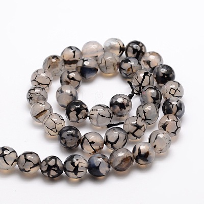 Dyed Natural Agate Faceted Round Beads Strands G-E320E-8mm-12-1