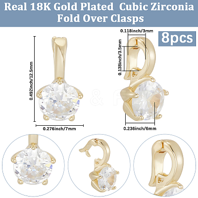 8Pcs Brass Micro Pave Cubic Zirconia Charms KK-BBC0021-32-1