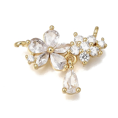 Brass Pave Clear Cubic Zirconia Pendants KK-K427-05C-G-1
