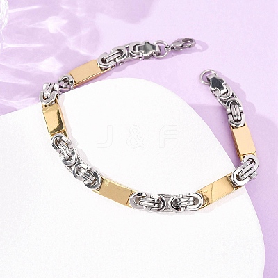304 Stainless Steel Rectangle Link
Chain & Byzantine Chains Bracelets for Women Men BJEW-F527-08B-GP-1