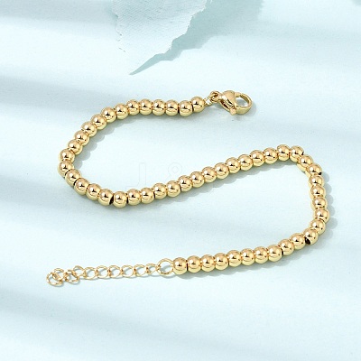 4MM Round 304 Stainless Steel Beaded Bracelets for Man and Women SA-CBAB767-15G-1