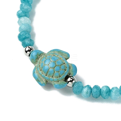 2Pcs 2 Styles Synthetic Turquoise & Dyed Natural Malaysia Jade Rondelle Beads Beads Stretch Bracelets for Women BJEW-JB13599-02-1