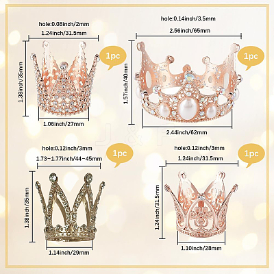 4Pcs 4 Styles Alloy Rhinestones Crown Cake Decoration DIY-SP0003-26RG-1