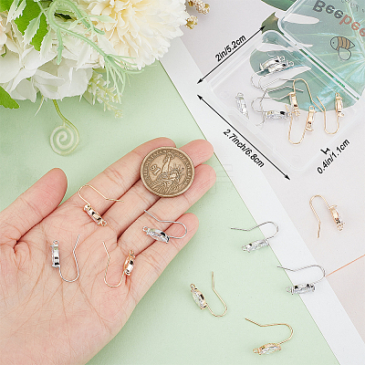 20Pcs 2 Colors Brass Earring Hooks KK-BBC0011-23-1