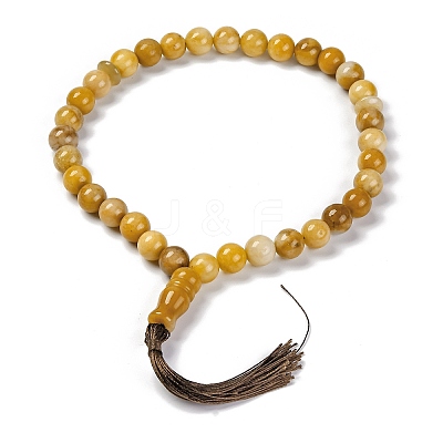 Natural Yellow Jade Beads Stretch Bracelets BJEW-A025-01J-1