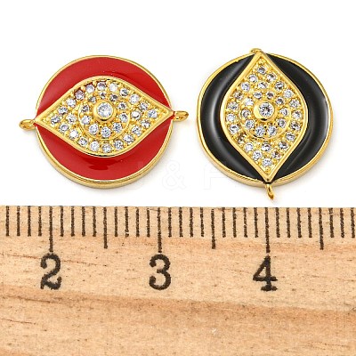 Rack Plating Brass Micro Pave Clear Cubic Zirconia Eye Connector Charms KK-Z063-20G-1