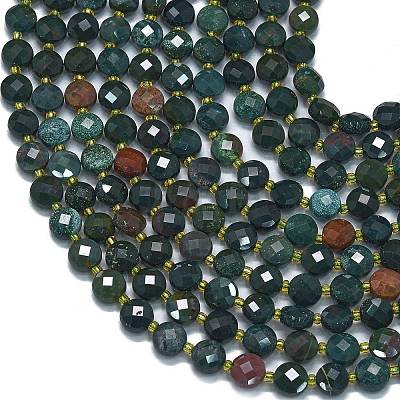 Natural Bloodstone/Heliotrope Stone Beads Strands G-K389-B04-01-1