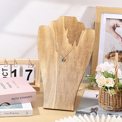 Bust Wooden Display Stands for Necklaces ODIS-WH0331-54-1