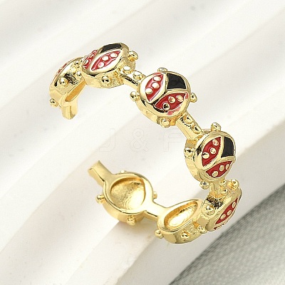 Brass Enamel Cuff Rings for Women RJEW-F196-02B-G-1