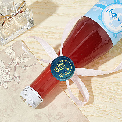 Brass Wax Seal Stamps with Wood Handle AJEW-WH0412-0144-1