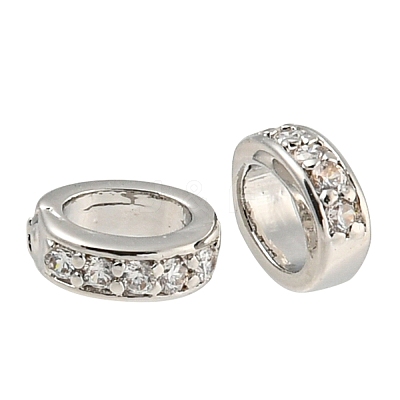 Brass Micro Pave Clear Cubic Zirconia Beads KK-P277-41P-1