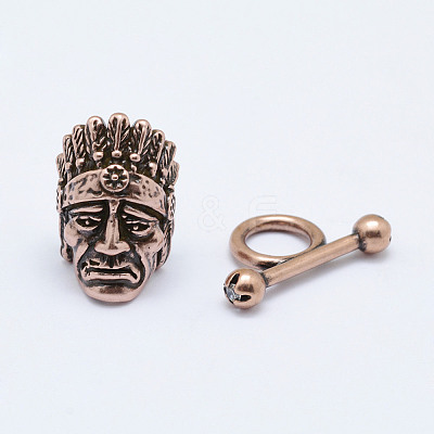 Brass Toggle Clasps KK-P130-080R-NR-1