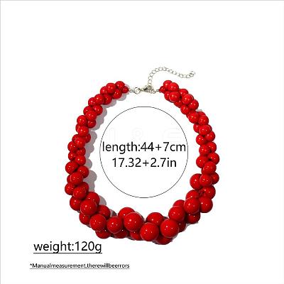 Resin Round Shaped Graduated Beaded Necklaces for Women FS-WG3D4DE-03-1