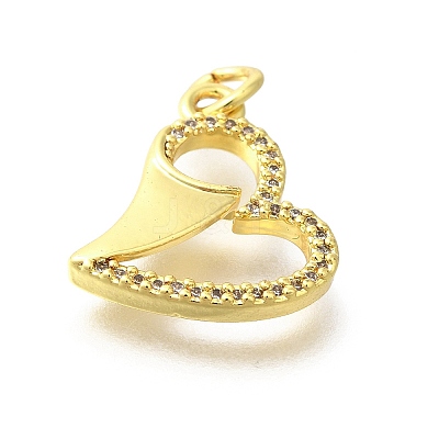 Brass Micro Pave Clear Cubic Zirconia Pendants KK-M297-19G-1