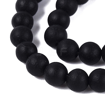 Natural Black Stone Bead Strands G-R193-01-6mm-1