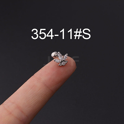 316L Stainless Steel Micro Pave Cubic Zirconia Cartilage Earrings WG094CA-11-1