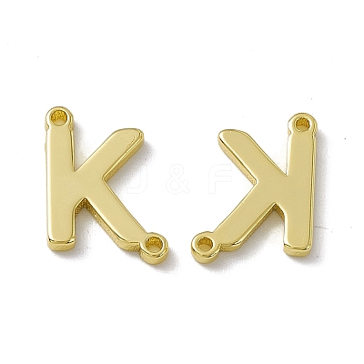 Rack Plating Brass Letter Connector Charms KK-C007-38G-K-1
