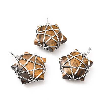 Natural Tger Eye Pendants G-D458-07P-03-RS-1