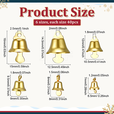 240Pcs 6 Styles Iron Bell Pendants IFIN-PH0002-39-1