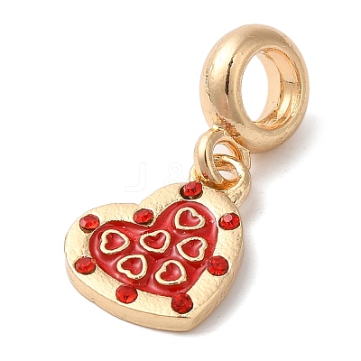 Rack Plating Alloy Light Siam Rhinestone European Dangle Charms PALLOY-S189-23G-1