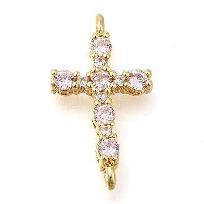 Brass Pave Cubic Zirconia Connector Charms KK-M101-03C-G02-1