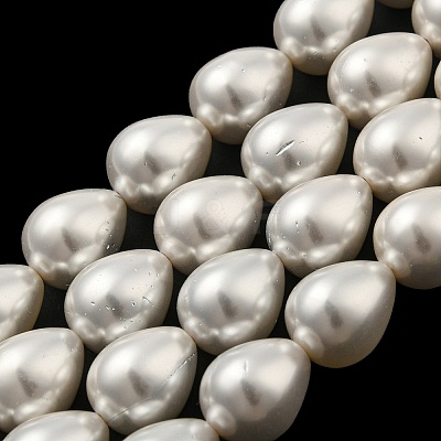 Teardrop Shell Pearl Bead Strands BSHE-L015-12x16-01-1