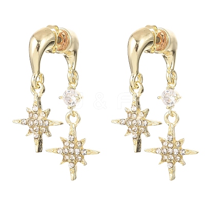 Brass Rhinestone Stud Dangle Earrings EJEW-B0160-01G-1