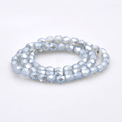 Pearl Luster Plated Imitation Opalite Glass Faceted Drum Beads Strands GLAA-A032-6mm-PL14-1
