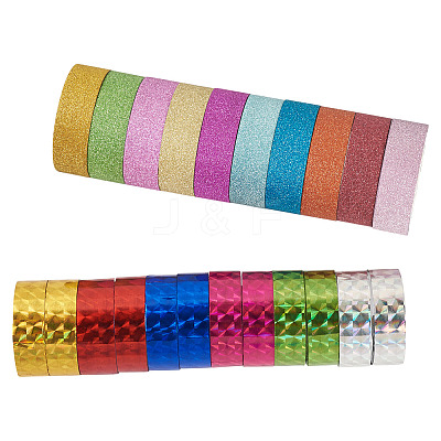 22Roll 2 Styles Laser Shining Bopp PET Plastic Scrapbook Decorative Adhesive Tapes AJEW-TA0002-10-1