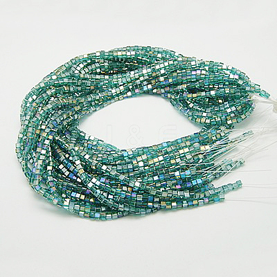 Electroplate Glass Beads Strands X-EGLA-D018-8x8mm-53-1