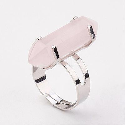 Natural Rose Quartz Finger Rings RJEW-P120-D06-1