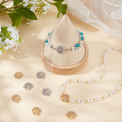 12Pcs 2 Colors Brass Micro Pave Cubic Zirconia Links ZIRC-BBC0003-36-1