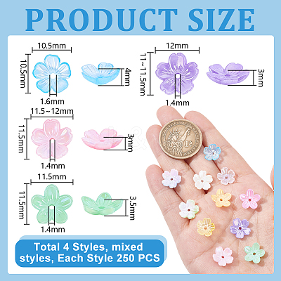 250Pcs 4Styles Acrylic Bead Caps OACR-GA0001-33-1