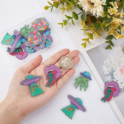 20Pcs 5 Style Alien Theme Colorful Acrylic Pendants FIND-CA0006-56-1