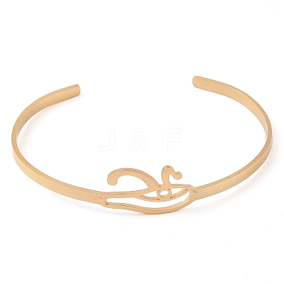 201 Stinless Steel God Eye of Horus Cuff Bangles for Women BJEW-P337-01G-1
