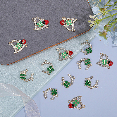 36Pcs 2 Styles Alloy Crystal Rhinestone Connector Charms FIND-CA0006-80-1