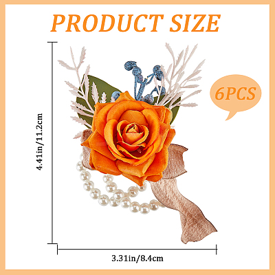 Cloth Flower & Foam Wrist Corsage with Plastic Pearl BJEW-WH0022-33A-1