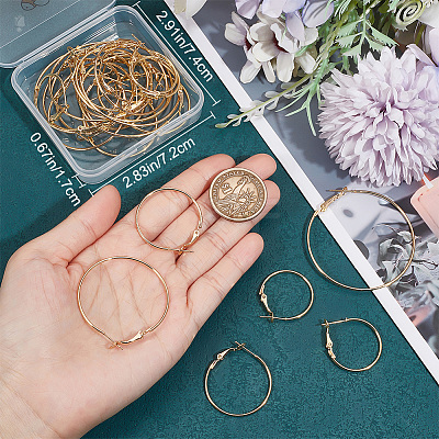 30Pcs 6 Style Brass Hoop Earring Findings FIND-BBC0003-23G-1