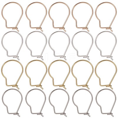 100Pcs 4 Colors 304 Stainless Steel Hoop Earrings Findings STAS-SC0005-24-1