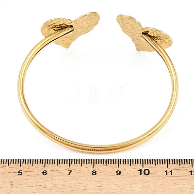 Textured 304 Stainless Steel Heart Cuff Bangles for Women BJEW-A154-01A-G-1