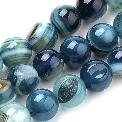 Natural Striped Agate/Banded Agate Beads Strands G-S259-04C-8mm-1