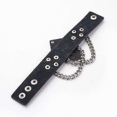 Punk Rock Style Cowhide Leather Rivet Bracelets BJEW-D438-07-1