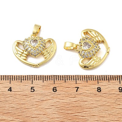 Heart Wings Brass Micro Pave Cubic Zirconia Pendants KK-M325-16C-G-1