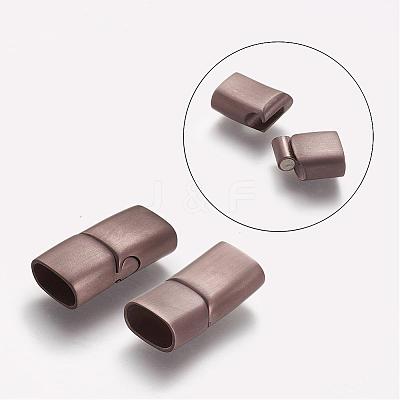 304 Stainless Steel Matte Magnetic Clasps with Glue-in Ends STAS-F046-13-1