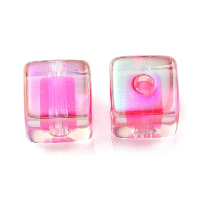 UV Plating Transparent Acrylic European Beads OACR-F004-10B-1