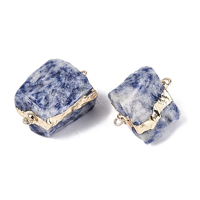 Raw Rough Natural Blue Spot Jasper Nuggets Connector Charms G-Q606-08E-1
