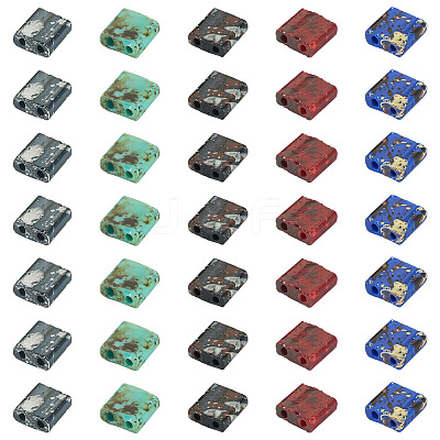 175Pcs 5 Colors 2-Hole Opaque Glass Seed Beads SEED-PJ0001-04A-1