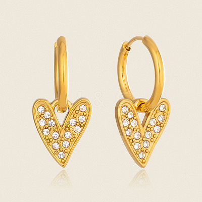 304 Stainless Steel Rhinestone Hoop Dangle Earrings for Women BD6871-1