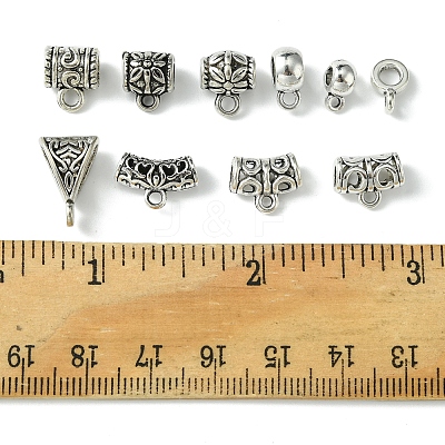 40Pcs 10 Styles Tibetan Style Alloy & CCB Plastic Tube Bails FIND-FS0002-41-1