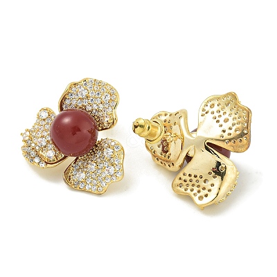 Rack Plating Brass Micro Pave Clear Cubic Zirconia Stud Earrings EJEW-H014-13G-02-1